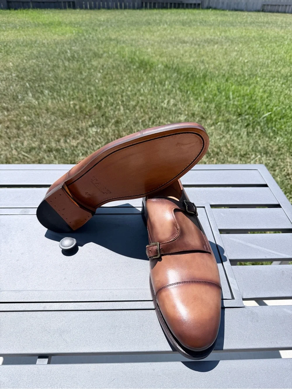 Taft Men’s Double Monk Strap Leather Shoes - Coffee Tan